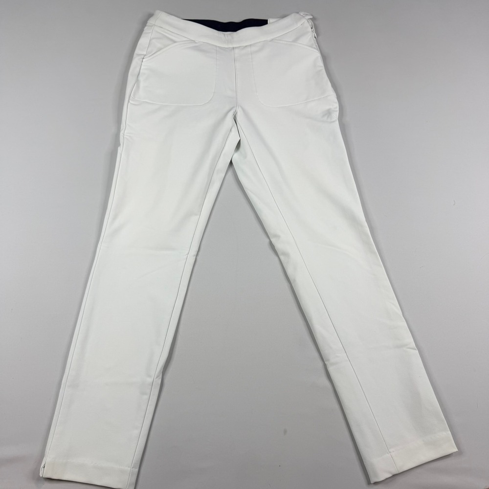 Peter Millar Dynamite Technical Golf Pants Womens 2 White Stretch Side Zip